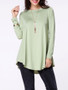 Casual Boat Neck Asymmetric Hem Plain Long Sleeve T-shirt