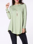 Casual Boat Neck Asymmetric Hem Plain Long Sleeve T-shirt