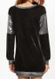 Casual Black Patchwork Round Neck Long Sleeve Fashion Mini Dress