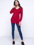 Casual Basic V-Neck Solid Long Sleeve T-Shirt