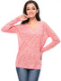 Casual Basic Designed Deep V-Neck Plain Long Sleeve T-Shirt