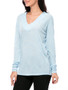 Casual Basic Designed Deep V-Neck Plain Long Sleeve T-Shirt