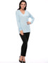 Casual Basic Designed Deep V-Neck Plain Long Sleeve T-Shirt