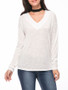 Casual Basic Designed Deep V-Neck Plain Long Sleeve T-Shirt