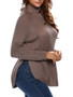 Casual Band Collar Side-Vented Zips Plus Size Sweater