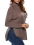 Casual Band Collar Side-Vented Zips Plus Size Sweater