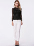 Casual Band Collar Patchwork See-Through Plain Long Sleeve T-Shirt