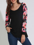 Casual Awesome Designed Round Neck Floral Printed Raglan Long Sleeve T-Shirt