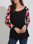 Casual Awesome Designed Round Neck Floral Printed Raglan Long Sleeve T-Shirt