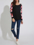 Casual Awesome Designed Round Neck Floral Printed Raglan Long Sleeve T-Shirt