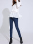 Casual Attractive Patchwork Ruffled Hem Plain Long Sleeve T-Shirt