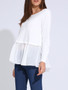 Casual Attractive Patchwork Ruffled Hem Plain Long Sleeve T-Shirt