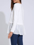 Casual Attractive Patchwork Ruffled Hem Plain Long Sleeve T-Shirt