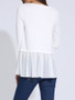 Casual Attractive Patchwork Ruffled Hem Plain Long Sleeve T-Shirt