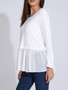 Casual Attractive Patchwork Ruffled Hem Plain Long Sleeve T-Shirt