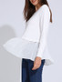 Casual Attractive Patchwork Ruffled Hem Plain Long Sleeve T-Shirt