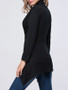 Casual Asymmetric Hem Cowl Neck Plain Long Sleeve T-Shirt