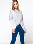 Casual Asymmetric Hem Color Block Plus Size T-Shirt With Long Sleeve