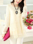 Casual Asymmetric Hem  Hollow Out Plain Long Sleeve T-Shirt