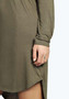 Casual Army Green Irregular Boat Neck Long Sleeve Casual Mini Dress