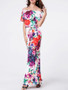 Casual Off Shoulder Flounce Floral Printed Maxi Dress