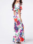 Casual Off Shoulder Flounce Floral Printed Maxi Dress