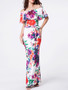 Casual Off Shoulder Flounce Floral Printed Maxi Dress