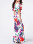 Casual Off Shoulder Flounce Floral Printed Maxi Dress