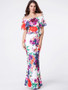 Casual Off Shoulder Flounce Floral Printed Maxi Dress