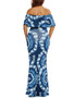 Casual Mermaid Flounce Off Shoulder Printed Maxi Dress