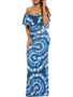 Casual Mermaid Flounce Off Shoulder Printed Maxi Dress