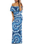 Casual Mermaid Flounce Off Shoulder Printed Maxi Dress