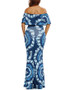 Casual Mermaid Flounce Off Shoulder Printed Maxi Dress