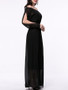 Casual Hollow Out Solid Chiffon Maxi Dress With Split Sleeve