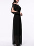 Casual Hollow Out Solid Chiffon Maxi Dress With Split Sleeve