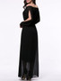 Casual Hollow Out Solid Chiffon Maxi Dress With Split Sleeve