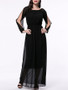 Casual Hollow Out Solid Chiffon Maxi Dress With Split Sleeve