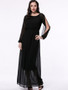 Casual Hollow Out Solid Chiffon Maxi Dress With Split Sleeve