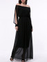 Casual Hollow Out Solid Chiffon Maxi Dress With Split Sleeve