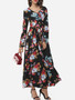 Casual Floral Printed Exquisite V Neck Maxi-dress