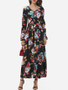 Casual Floral Printed Exquisite V Neck Maxi-dress