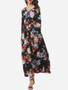 Casual Floral Printed Exquisite V Neck Maxi-dress