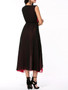 Casual Cowl Neck Color Block Chiffon Swing Maxi Dress