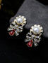 Casual Pearl Rhinestone Bowknot Stud Earring