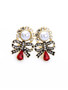 Casual Pearl Rhinestone Bowknot Stud Earring