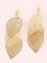 Casual Gold Hollow Out Metal Leaf Earring