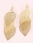 Casual Gold Hollow Out Metal Leaf Earring