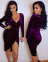 Casual Fashion Sexy Velvet V-neck Evening Party Dresses