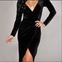 Casual Fashion Sexy Velvet V-neck Evening Party Dresses