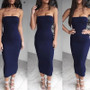 Off Shoulder Strapless Sexy Women Dress Sleeveless Straight Long Bodycon Dress Backless Casual Autumn Party Dress